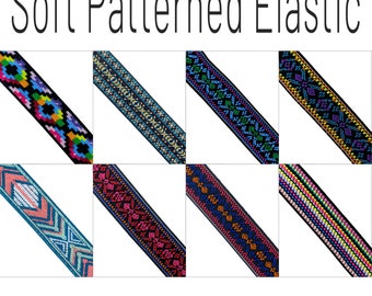 Soft Patterned Elastic Band, 5/8", 3/4", 1", Wide Stretch Elastic sold by the Yard