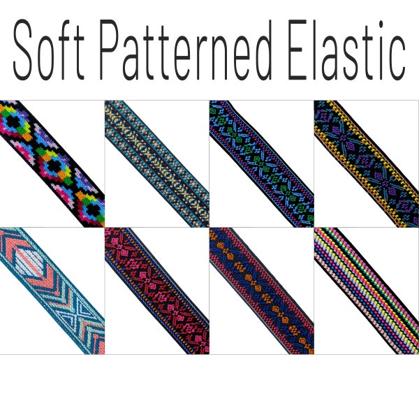 Soft Patterned Elastic Band, 5/8", 3/4", 1", Wide Stretch Elastic sold by the Yard