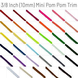 3/8 Inch Mini Pom Pom Trim (10mm) By The Yard - 36 Colors Sewing & Craft Trim