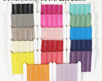 Crochet Lace FOLD OVER Elastic 5/8" (15mm) By The Yard, Hair Ties, Headband, FOE, Rainbow of Colors