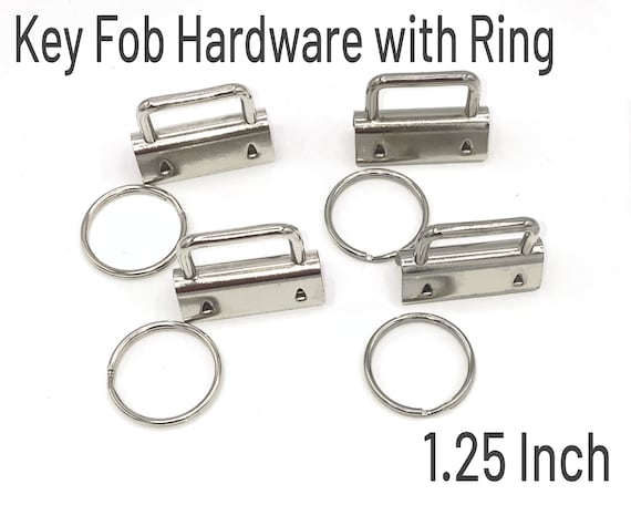1 1/4 inch Key Fob Hardware with Key Ring Sets - Nickel Finish