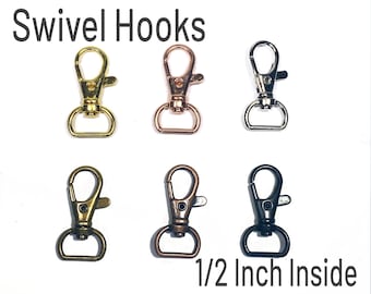 1/2 Inch Swivel Hooks (3/4 Inch Outside) Lobster Snap Hook Wristlet Keychain Hardware Gold, Rose Gold, Silver, Antique, Black