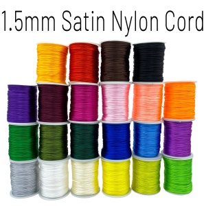 Clearance-1.5mm Satin Nylon Cord - 5/10 Yards Rattail Satin Cord Macrame Bracelet Cording