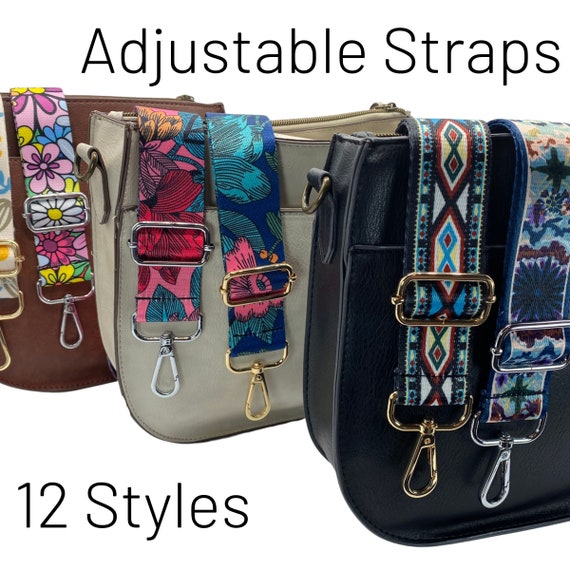 Ethnic Embroidery Wide Purse Straps For Women Crossbody Bags,Replacement  Guitar Strap For Cross Body /Shoulder Bag,Wide Black Purse Strap For  Handbags