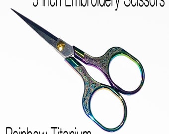 5 inch Titanium Embroidery Scissors Yarn Sewing Snips Trimming Scissors Rainbow