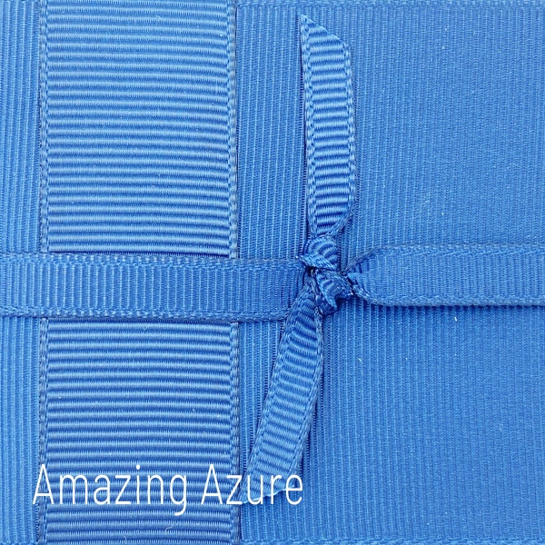 Amazing Azure GROSGRAIN Ribbon By The Yard CHOOSE Width & Length