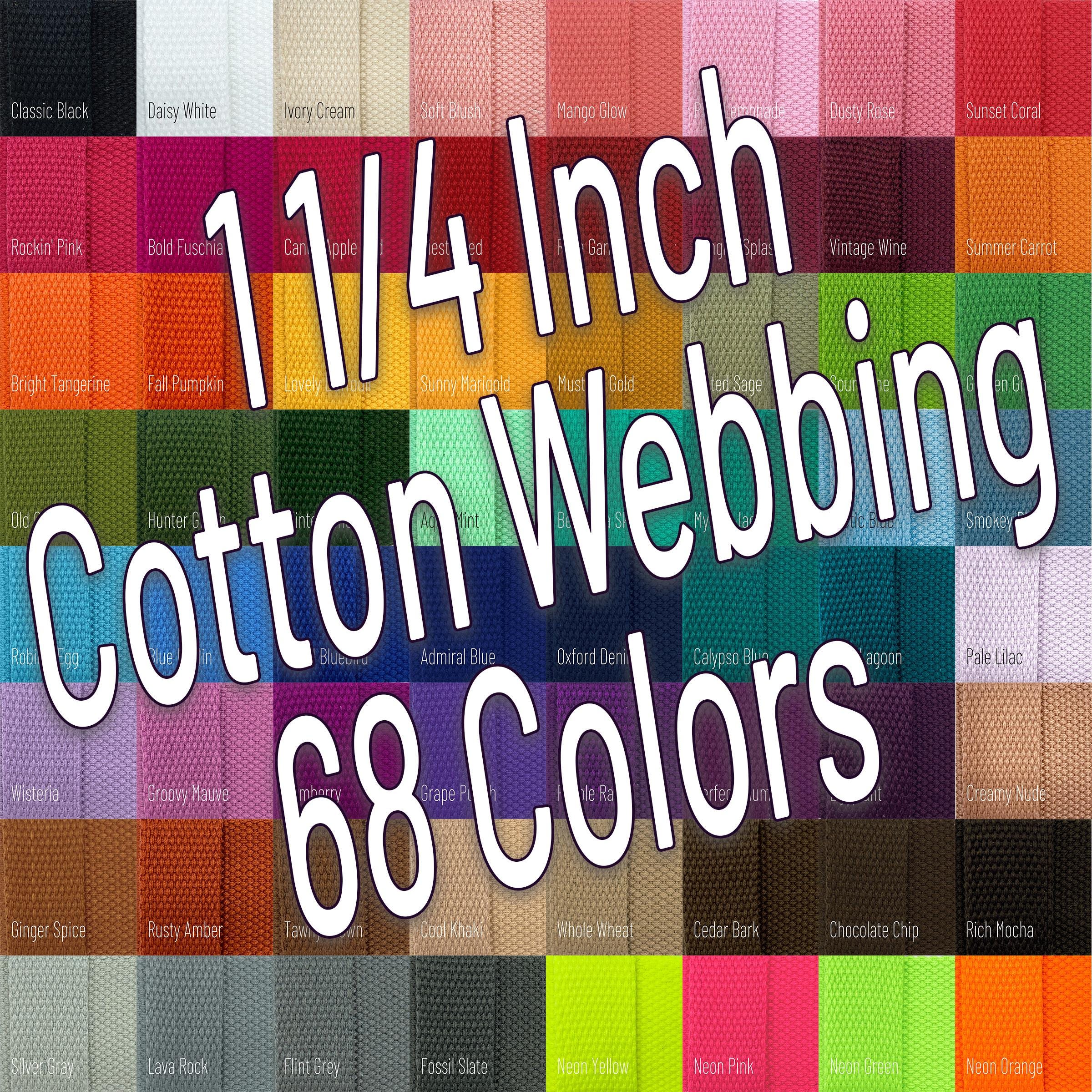 1 1/4 Inch Wide Cotton Webbing (32mm) Colored Webbing By The Yard