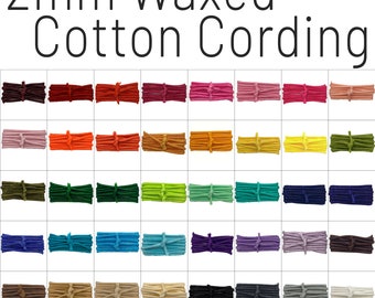 2mm Waxed Cotton Poly Cording Jewelry Cord Necklace Cord Hand Bag Cording Braided Polished String