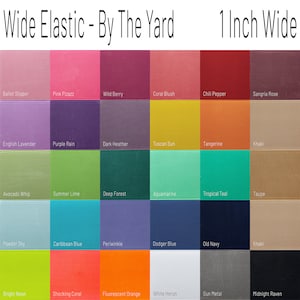Clearance 1 Inch Wide Elastic Band (25mm) Colored Stretch Elastic sold By The Yard