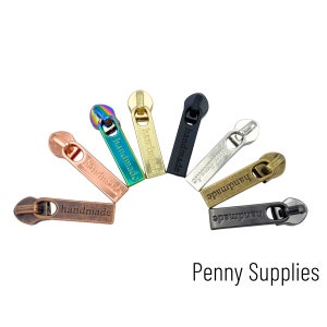STYLE 31, &quot;HANDMADE&quot; Design, Size #5 Metal Zipper Pull, SET of 3 or Variety Pack, Handbag Zipper, #5 Zipper Tape
