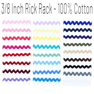3/8 Inch COTTON Rick Rack (10mm) By The Yard - 22 Colors Ric Rac Wavy Trim 100% Cotton
