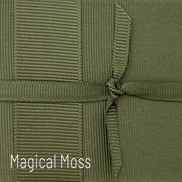 Magical Moss Green GROSGRAIN Ribbon By The Yard CHOOSE Width & Length