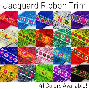 7/8&quot; Jacquard Ribbon Trim, Foil Embroidered Woven Ribbon (22mm)