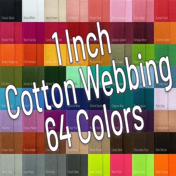 1 Inch Wide Cotton Webbing (25mm) Colored Webbing By The Yard