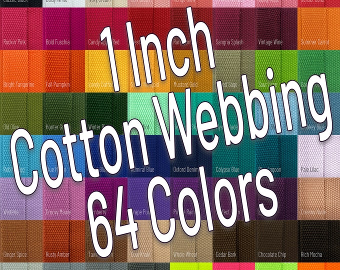 1 Inch Wide Cotton Webbing (25mm) Colored Webbing by the Yard - Etsy