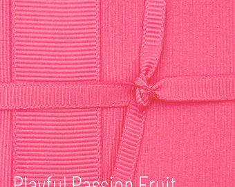 Playful Passion Fruit GROSGRAIN Ribbon By The Yard CHOOSE Width & Length