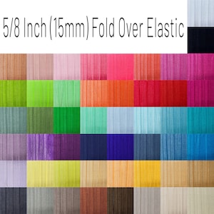 FOLD OVER Elastic 5/8" (15mm) By The Yard, Hair Ties, Headband, FOE, Rainbow of Colors