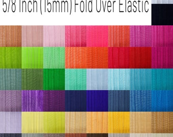 FOLD OVER Elastic 5/8" (15mm) By The Yard, Hair Ties, Headband, FOE, Rainbow of Colors