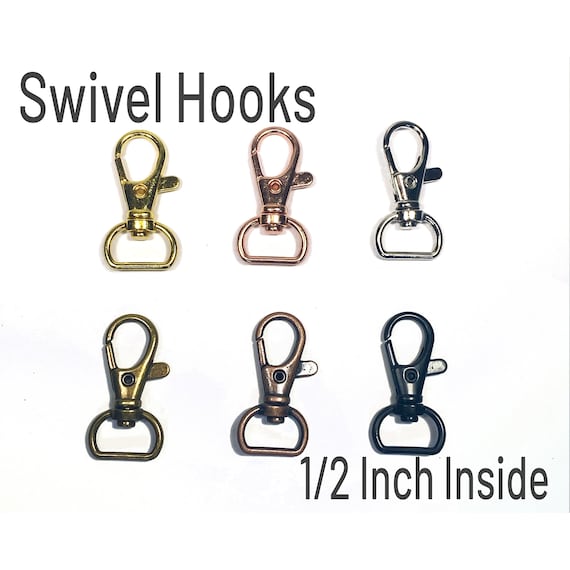 1/2 Inch Swivel Hooks 3/4 Inch Outside Lobster Snap Hook Wristlet Keychain  Hardware Gold, Rose Gold, Silver, Antique, Black 