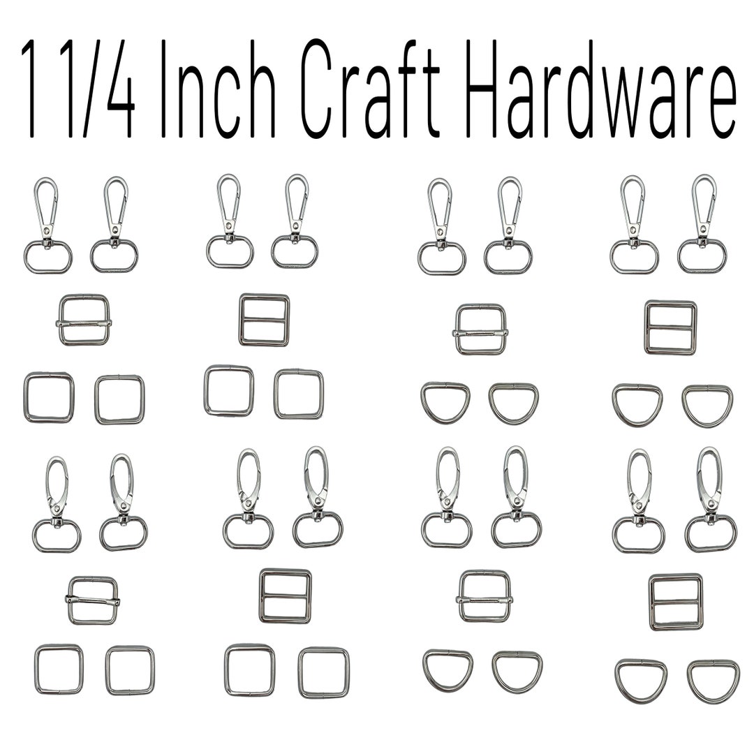 Craft Hardware 1 1/4 Inch Craft Hardware Set of 5, NICKEL Handbag Kit, Swivel Hooks ...