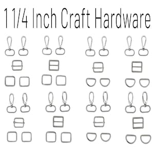 Juego de 5 accesorios para manualidades de 1 1/4 pulgadas, kit de bolso de níquel, ganchos giratorios, control deslizante y anillos en D.