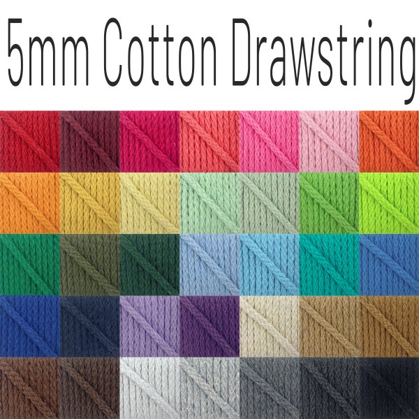 5mm Cotton Poly Drawstring, Braided Cotton Cording