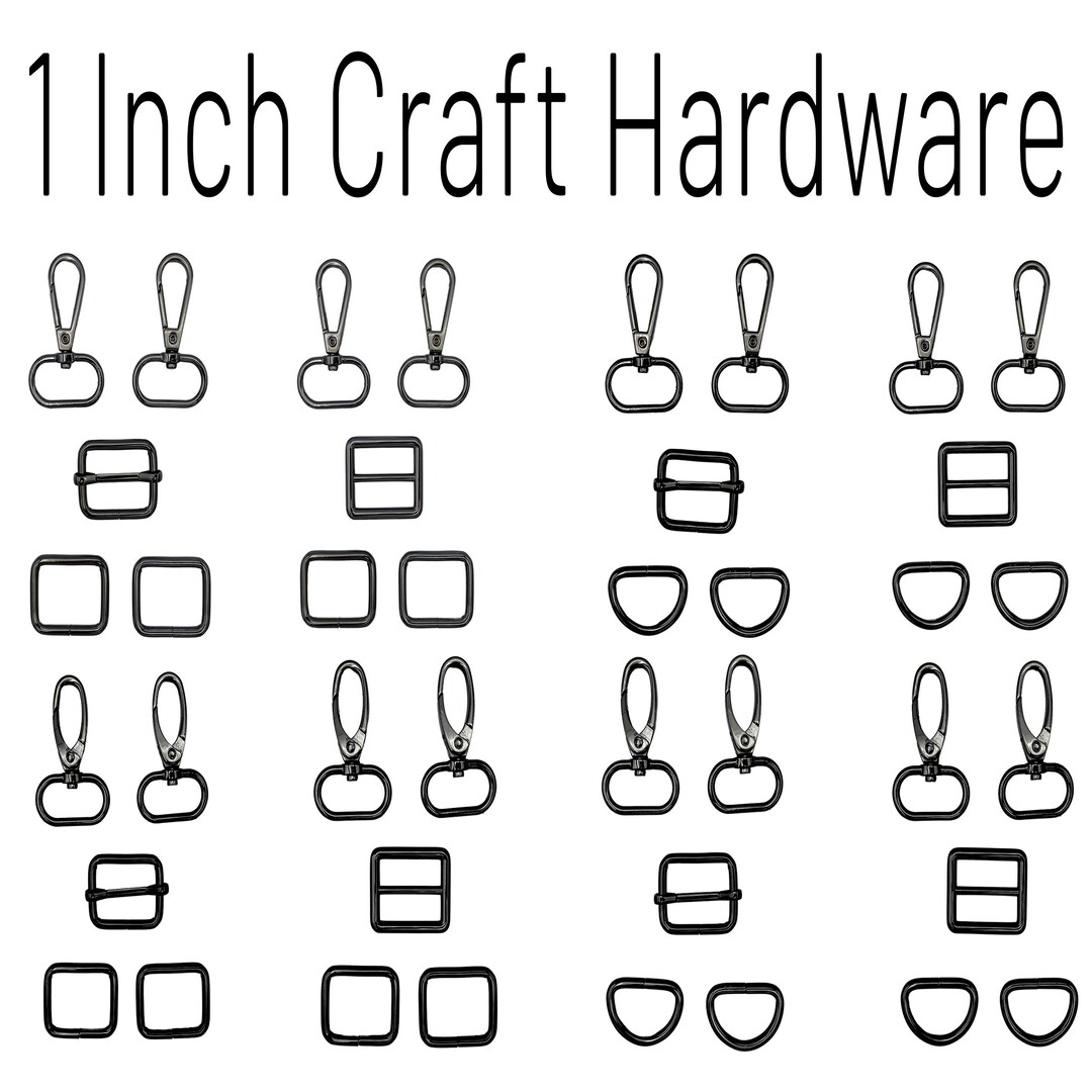 1 Inch Craft Hardware Set of 5, GUNMETAL Handbag Kit, Swivel Hooks