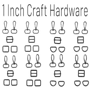 1 Inch Craft Hardware Set of 5, GUNMETAL Handbag Kit, Swivel hooks, slider, and d rings