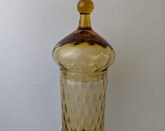 Grand Bocal D'Apothicaire Vintage Empoli – Verre Ambré, Forme Tente De Cirque – Italie 1960