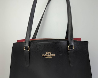 Vintage Coach Y2K 00s Black Signature East West Canvas & Leather