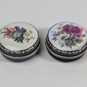 boîtes à pilules florales vintage (Ensemble de 2)