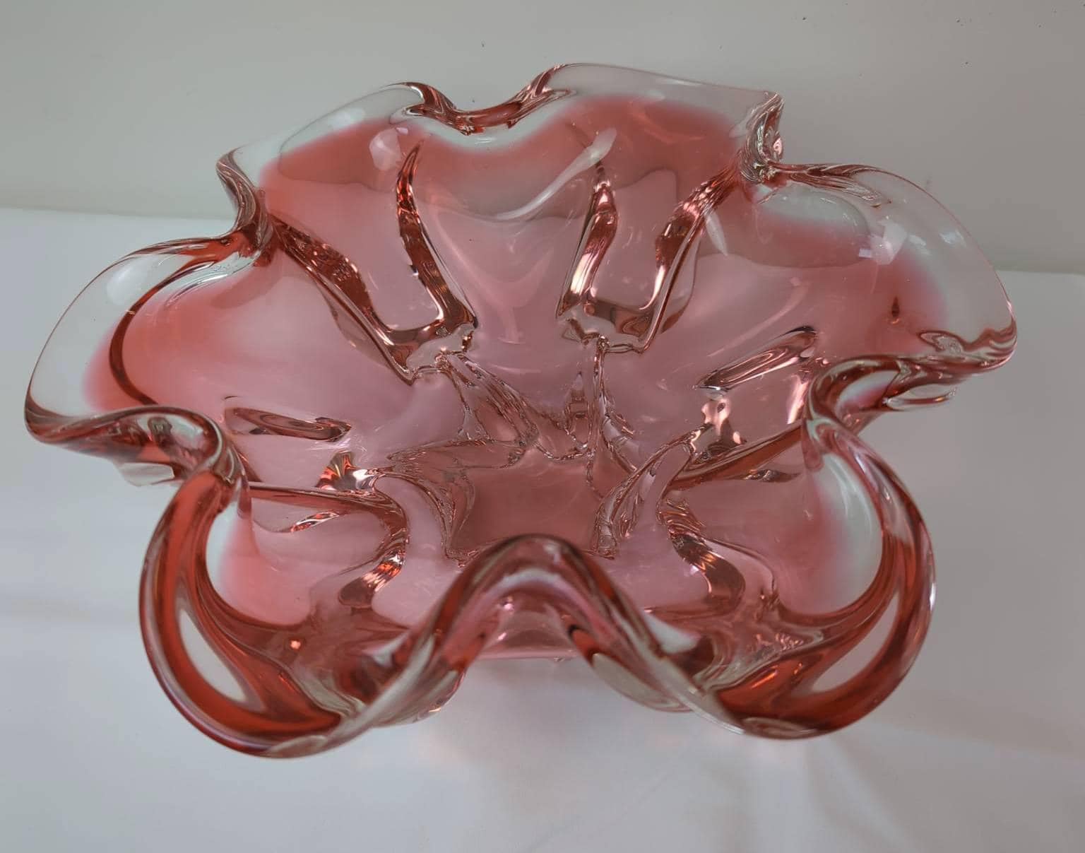 Boho Czech Chribska Pink Glass Bowl - Etsy
