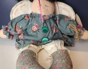 Handmade Cloth Angel Doll With Floral Dress