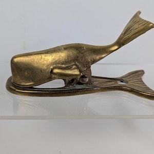 Vintage Solid Brass Whale Paper Clip