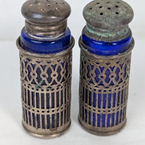 925 Sterling & Kobaltblau Salz- und Pfefferstreuer