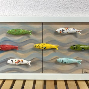 Sardine, Painting, Tile, Decoration, Seabed, 7Mini, Colorful, Small