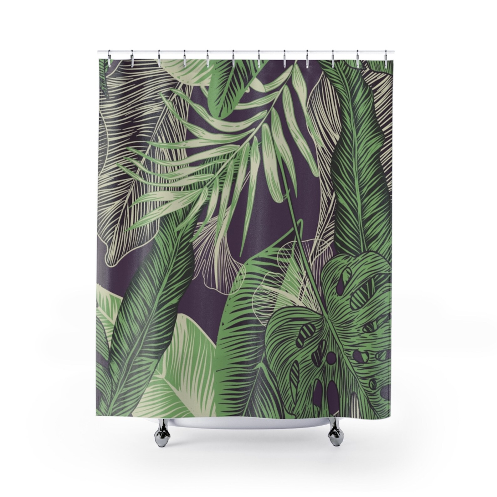 Tropical Shower Curtain Tropical Bathroom Jungle Print Etsy