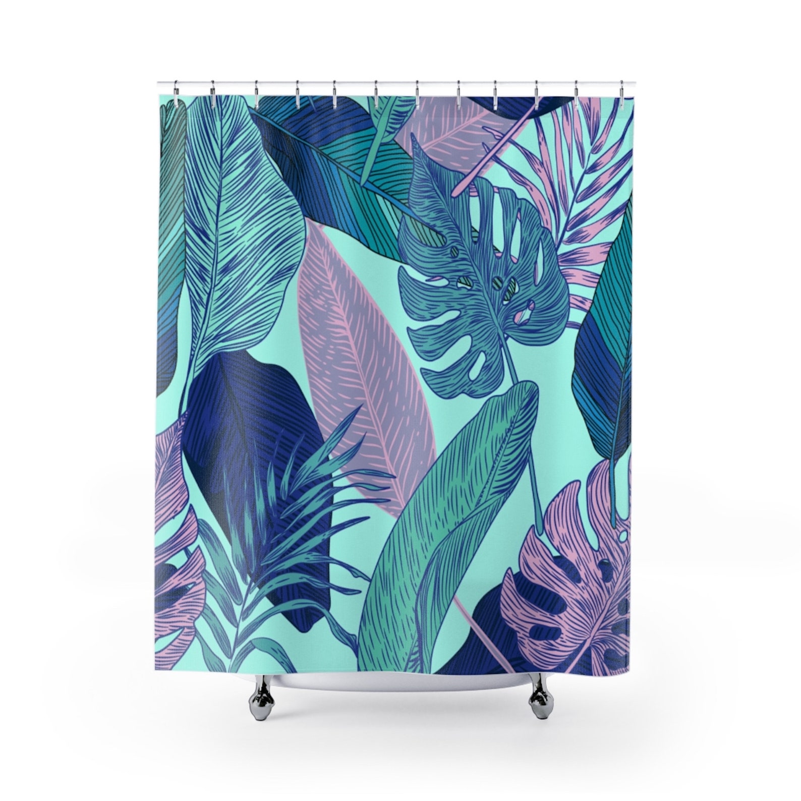 Tropical Shower Curtain Tropical Decor Modern Bathroom Cool Etsy UK