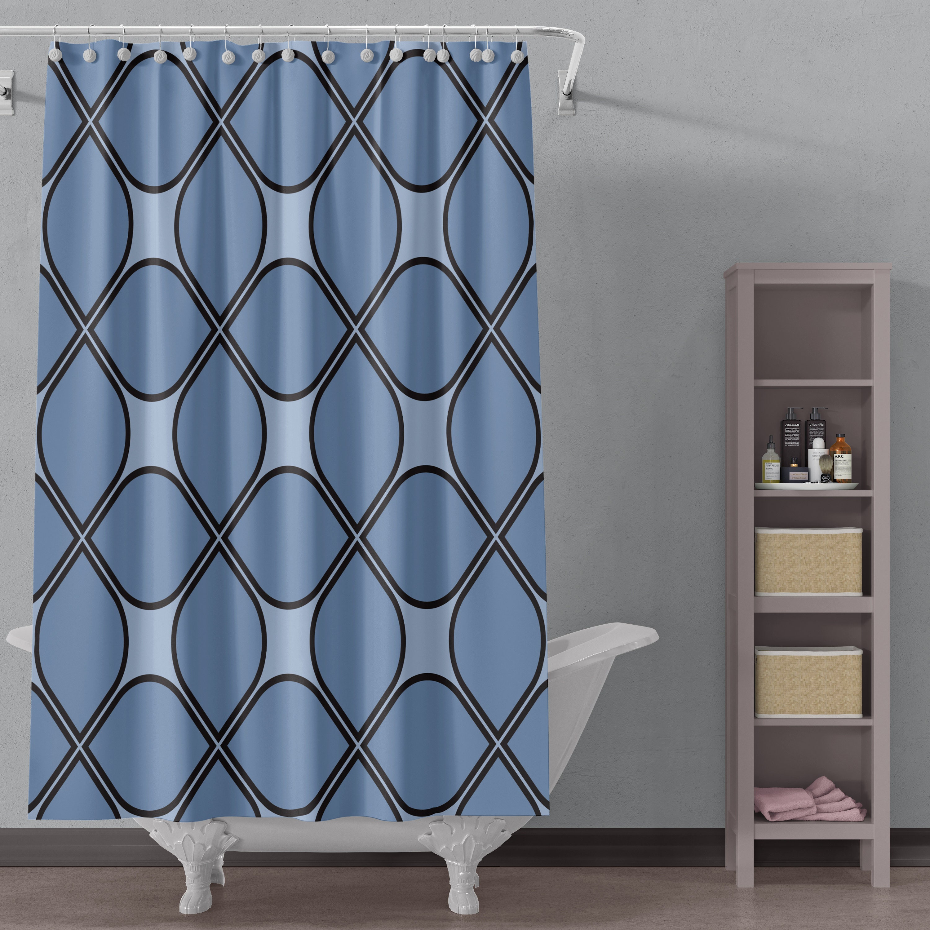 Art Deco Minimalist Shower Curtain Bohemian Bathroom Etsy