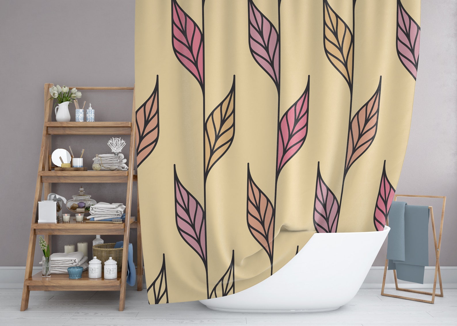 Art-Deco-Dusche-Vorhang Modernes Badezimmer Botanischer | Etsy