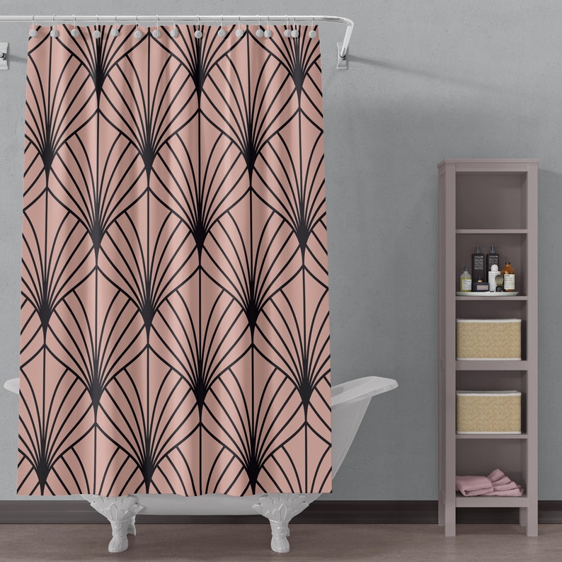 Art Deco Shower Curtain Minimalist Bathroom Modern Etsy