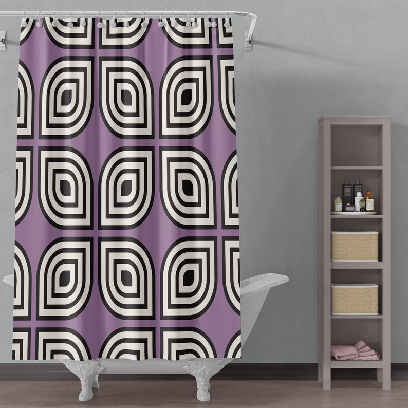 70's Shower Curtain Minimalist Decor Cool Shower Etsy