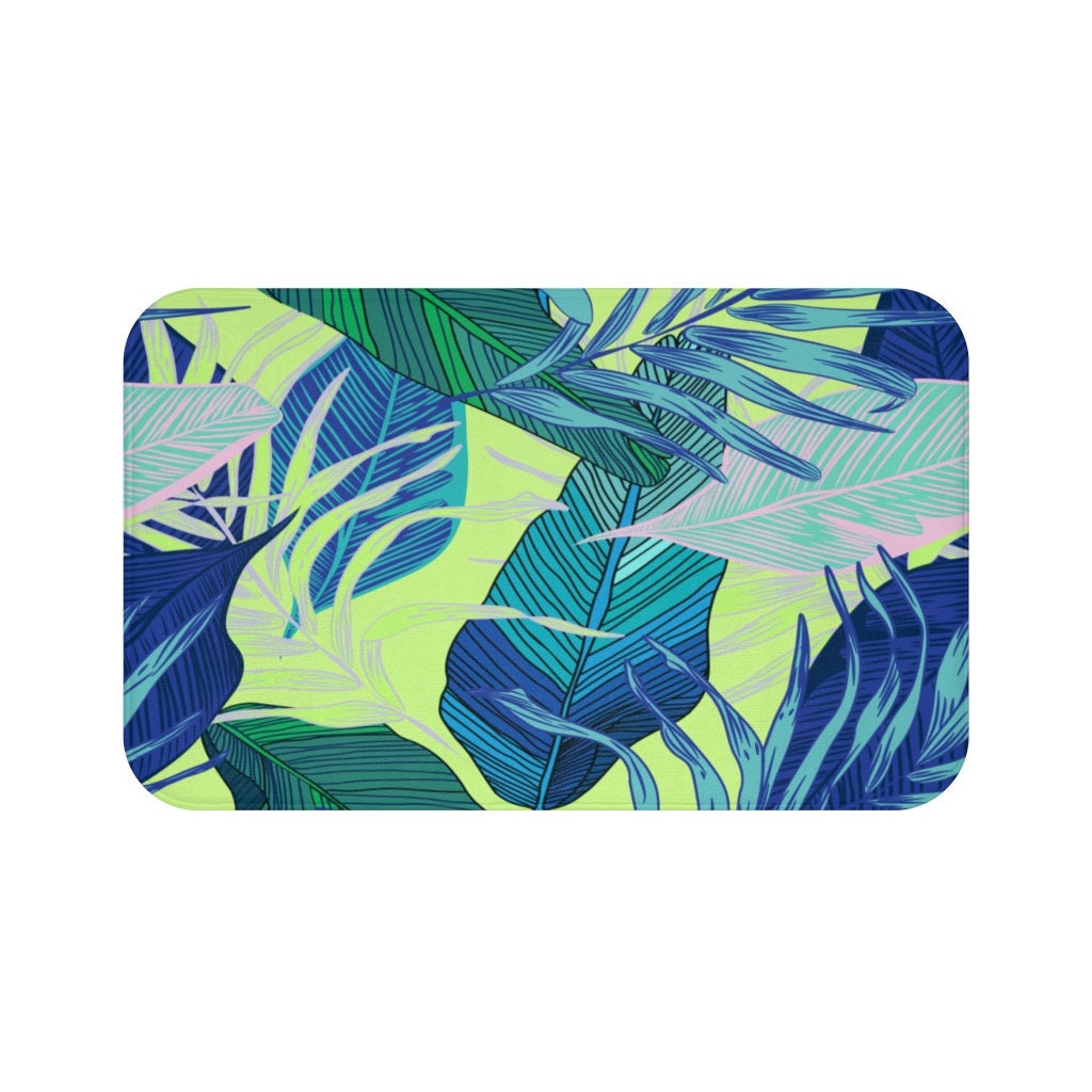 Tropical Bath Mat Jungle Print Modern Bathroom Decor Etsy