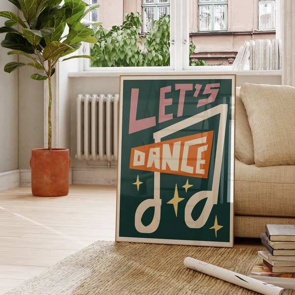 Let's Dance Art Print / Kitchen Wall Art / Gallery Wall Art / Boogie Art Print / Green Wall Art / Graphic Art Print