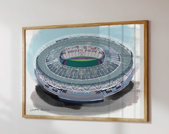 Stampa artistica dello stadio di Londra / Poster del West Ham United / Stampa artistica di calcio / Regalo di calcio