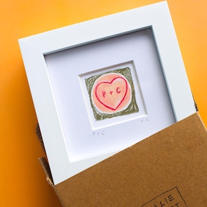 Personalised Love Hearts Mini Art Print | Custom Couple's Initials | Wedding or Engagement Gift  | Hand Signed