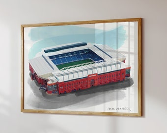 Rangers Football Fan Gift / Ibrox Stadium Art Print / Rangers Fan Poster / Football Art Print / Football Gift / A1, A2, A3, A4 or A5
