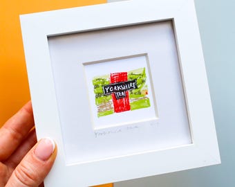 Hand Drawn Yorkshire Tea Mini Art Print, Giclée Card Stock, Signed Artwork