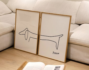 Sausage Dog Picasso Art Print Set / Set of 2 Art Prints / Dachshund Dog Drawing / Dog Lover Gift / Sausage Dog Drawing