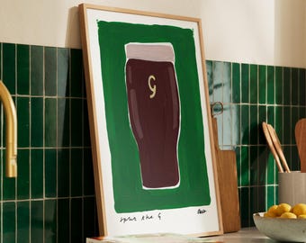 Guinness Wall Art / Green Art Print / Kitchen Art Print / Housewarming Gift / Guinness Print / Quirky Print